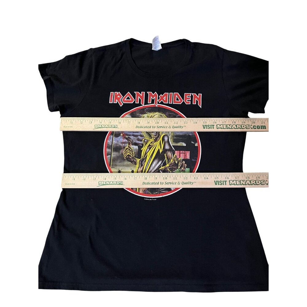 Iron Maiden T-Shirt Womens L 2019 Black Graphic Tee 100% Cotton Rock Band - Picture 9 of 12